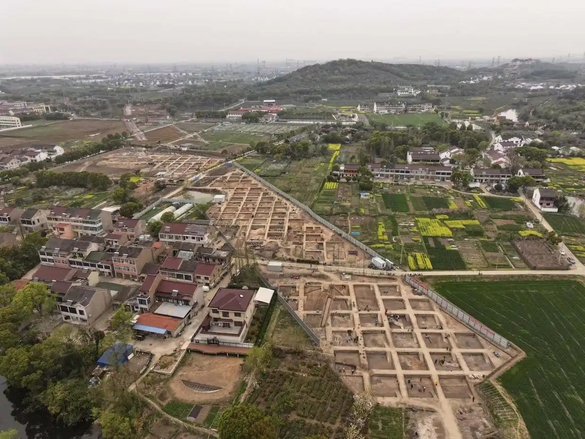 Quang cảnh di chỉ khảo cổ ở hạ lưu sông Dương Tử thuộc tỉnh Giang Tô.