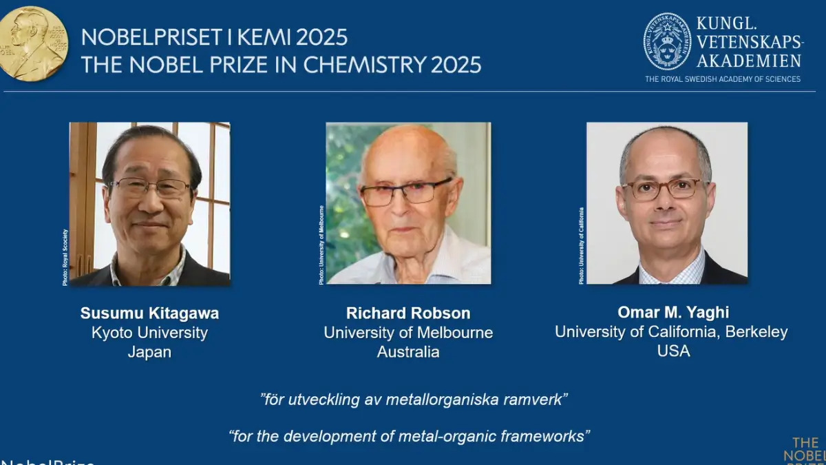 Bộ ba nhà khoa học đoạt giải Nobel Hóa học 2025 nhờ công trình về vật liệu “túi xách của phù thủy Hermione”