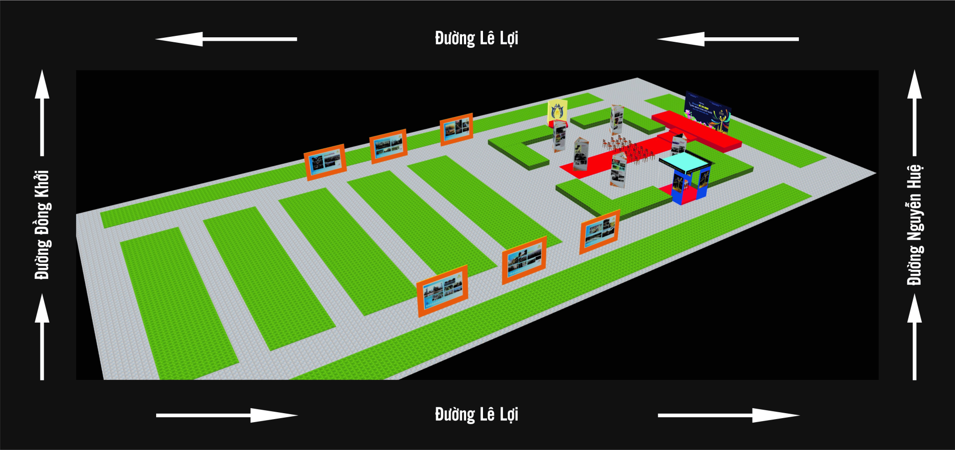 Phối cảnh tổng thể không gian Triển lãmtại công viên Lam Sơn, phường Sài Gòn, TP. Hồ Chí Minh