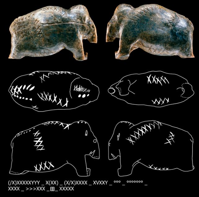 Toàn bộ các dấu hiệu được khắc trên tượng voi ma mút.