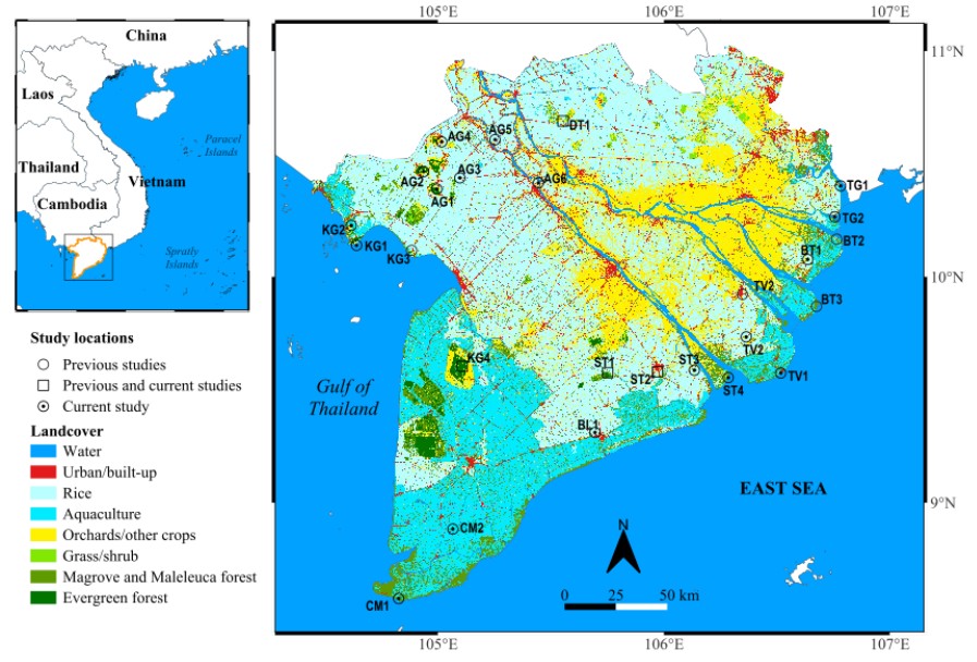 Các điểm nghiên cứu dơi tại Đồng bằng sông Cửu Long