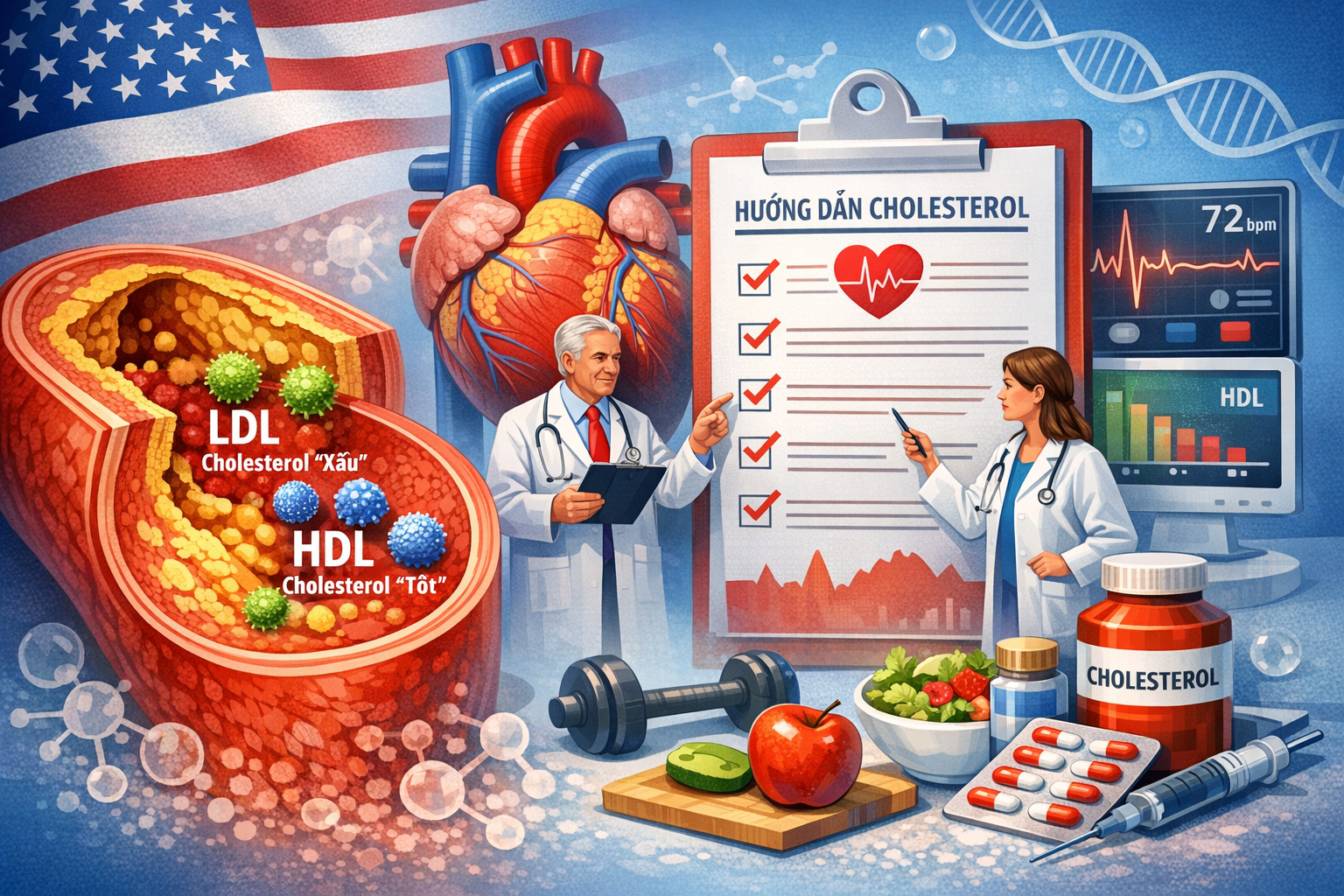 Chuyên gia tim mạch Mỹ công bố bộ hướng dẫn mới về việc kiểm soát cholesterol