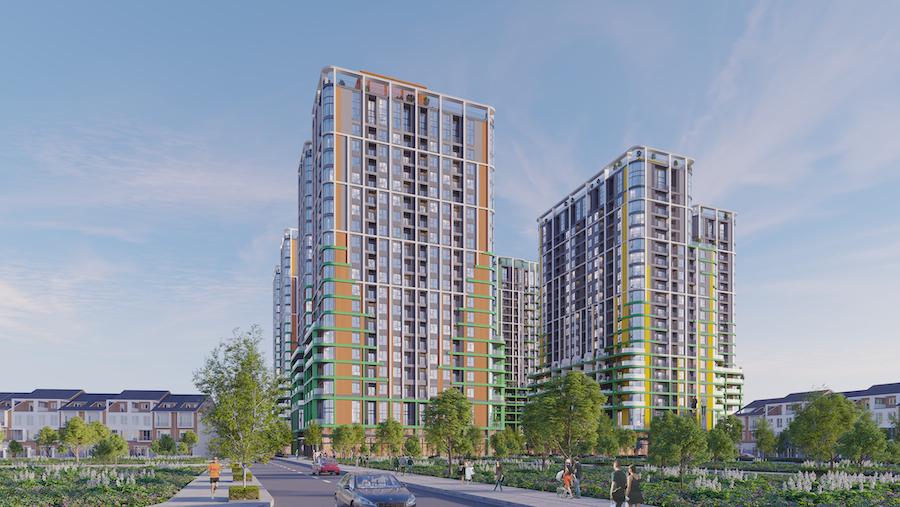 Tổ hợp FourS Tower - tâm điểm an cư mới tại trung tâm Nam Đà Nẵng, với sản phẩm căn hộ sân vườn FourS Jardin đón đầu xu hướng sống xanh. Ảnh: Sun Property.