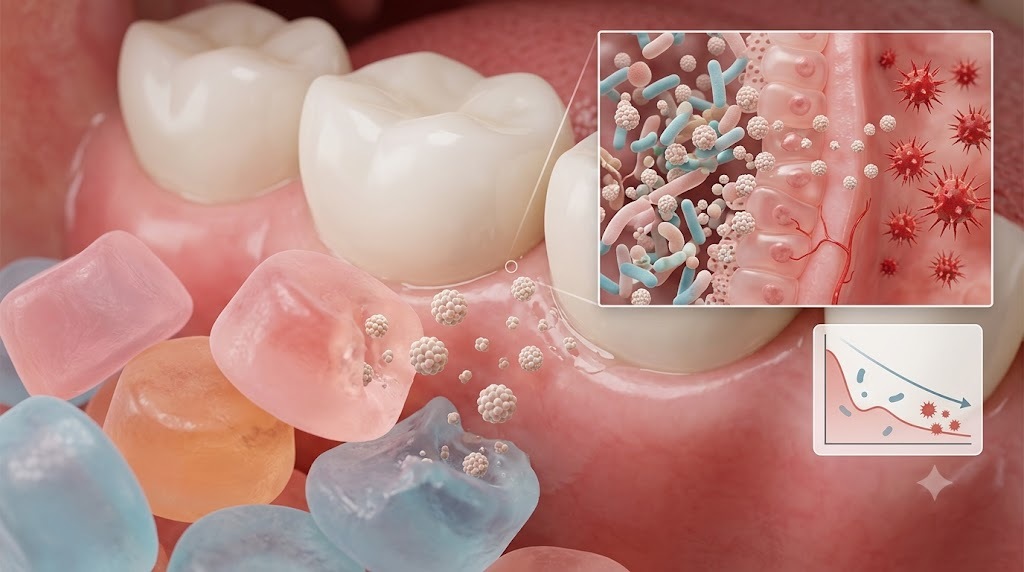Nhật Bản nghiên cứu kẹo dẻo chứa lợi khuẩn giúp cải thiện bệnh viêm nướu