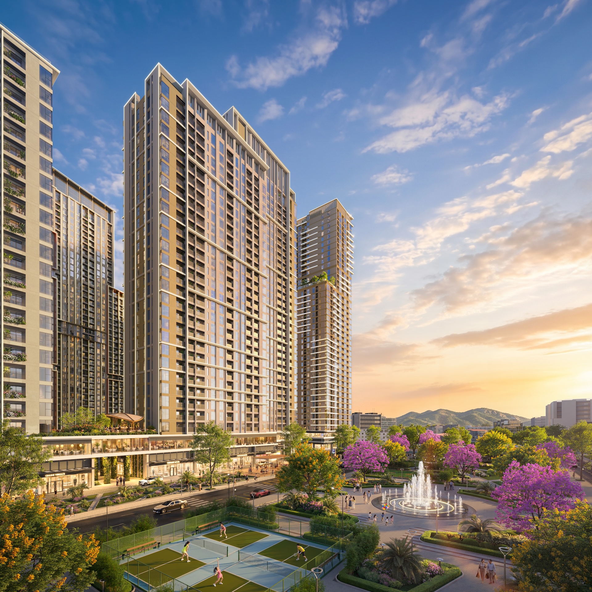 Lấy cảm hứng từ khung cửi truyền thống, thiết kế tòa Legend là sự giao thoa tinh tế giữa văn hóa bản địa và kiến trúc đương đại. Ảnh: Sun Property.