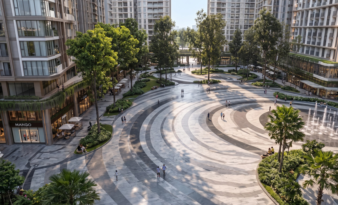 Hơn 10.650m2 không gian xanh nội khu kiến tạo môi trường sống trong lành hiếm có giữa trung tâm đô thị Vinh. Ảnh: Sun Property.