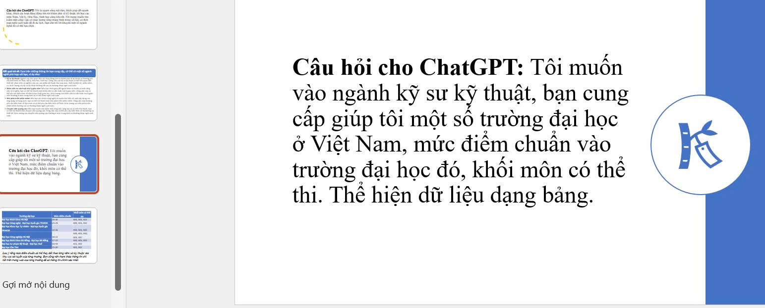 Giao diện của một ứng dụng AI cho hướng nghiệp