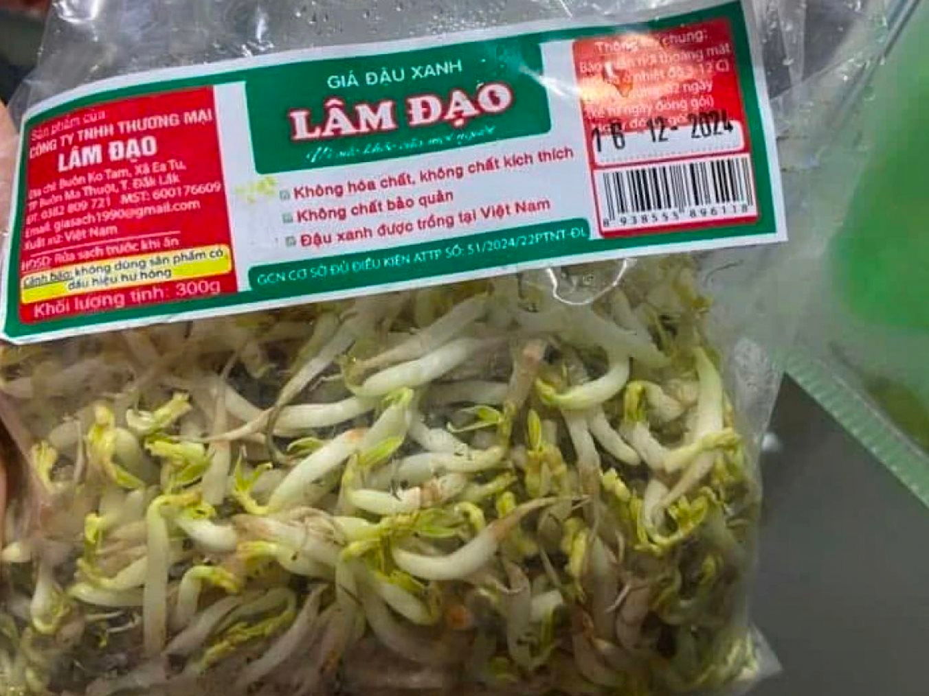 Vụ việc giá đỗ ngâm hóa chất bán tại cửa hàng Bách Hóa Xanh bị Công an Đắc Lắc triệt phá năm 2024