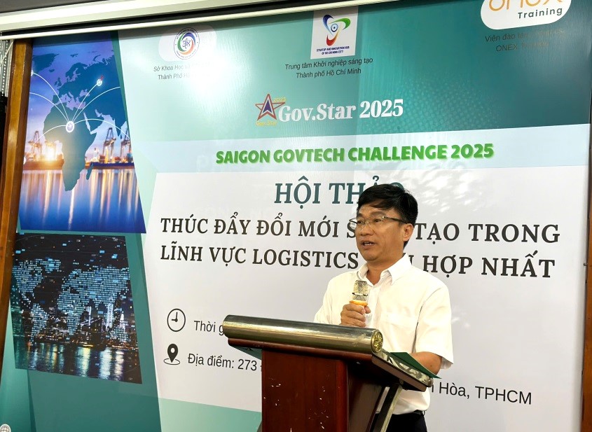 Ông Trần Trọng Tuyên, Phó Giám đốc Sở Khoa học và Công nghệ TP.HCM phát biểu khai mạc hội thảo. Ảnh: Lam Vân