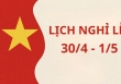 Công chức, viên chức nghỉ liền 5 ngày dịp 30/4 - 1/5, Quốc khánh nghỉ 4 ngày