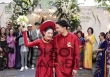 Cô dâu Doãn HảI My xinh đẹp rực rỡ trong trang phục áo dài đỏ, khoá môi chú rể Đoàn Văn Hậu trong lễ vu quy 