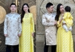 Chủ tịch CLB Hà Nội diện áo dài, tay trong tay tình cảm với hoa hậu Đỗ Mỹ Linh và con gái