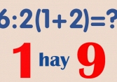 Phép tính 6 : 2(1 + 2) khiến hàng chục nghìn người phân vân không thống nhất được đáp án: 1 hay 9 mới là câu trả lời đúng?