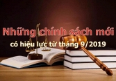 Những chính sách mới nổi bật có hiệu lực từ tháng 9/2019