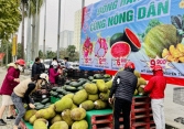 Siêu thị mang thanh long, mít ra bán ở vỉa hè
