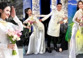 Chu Thanh Huyền 'xả vai' cô dâu hiền, tạo dáng cực lầy ở hậu trường đám hỏi với Quang Hải