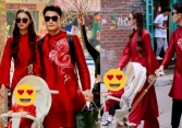 Thủ môn Bùi Tiến Dũng cùng vợ Tây diện áo dài xuống phố, thần thái cực ngầu như đi trên sàn catwalk