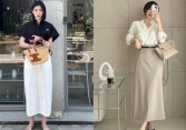 10 cách kết hợp áo sơ mi với chân váy thanh lịch, tôn dáng