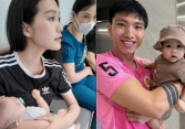 Hé lộ hình ảnh Đoàn Văn Hậu - Doãn Hải My đưa con đi bệnh viện, sự xuất hiện của 'mẹ chồng' gây chú ý