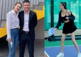 Phản ứng của dân mạng khi em gái Công Vinh mặc áo 2 dây, váy ngắn chơi pickleball 