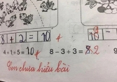 Học sinh tiểu học làm phép tính '8-3+3=8' bị cô gạch đỏ và sửa lại thành 2, cả cõi mạng dậy sóng