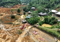 Hiện trường vụ sạt đồi đất khiến 9 người tử vong tại thôn Át Thượng, xã Minh Xuân, Lục Yên, Yên Bái 