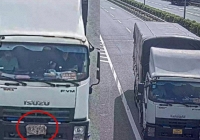 Tài xế xe tải cố tình dùng giẻ lau che biển kiểm soát để đi lùi trên cao tốc