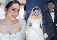 Váy cưới của Doãn Hải My: Thiết kế phủ ren ngọt ngào, cô dâu đội khăn voan đẹp tựa công chúa