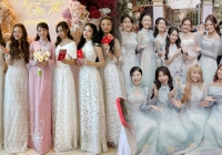 Áo dài bê tráp trong 4 đám cưới đình đám dạo này: Tông trắng - pastel phủ sóng, đa dạng kiểu dáng từ đơn giản đến cách điệu