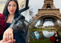 Quỳnh Thư khoe nhẫn kim cương khủng, được bạn trai cầu hôn trên tháp Eiffel sau 1 năm yêu
