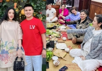 Chu Thanh Huyền cùng gia đình Quang Hải ăn uống để lộ vòng 2 bất thường, nàng WAG mang bầu hay bị chiếc váy dìm dáng?
