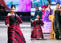 Mẫu nhí Celine Nguyễn cùng hoa hậu Hương Giang chào kết show ở Tam Chúc
