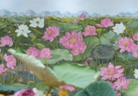      Độc đáo bức tranh Sen Liên Hoa Tịnh Cảnh trưng bày tại lễ hội Sen Hà Nội 2024