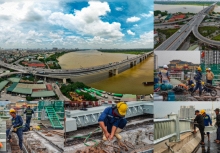 Cầu Vĩnh Tuy gấp rút hoàn thiện các hạng mục còn lại, chuẩn bị thông xe trước 2/9