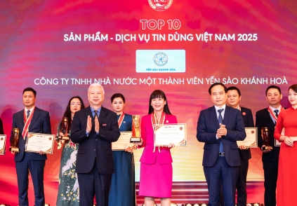 Yến đảo thiên nhiên Khánh Hòa vào Top 10 Thương hiệu Sản phẩm – Dịch vụ Tin dùng Việt Nam 2025