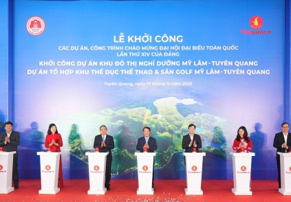 Vingroup khởi công đô thị nghỉ dưỡng suối khoáng và tổ hợp thể dục thể thao Mỹ Lâm - Tuyên Quang