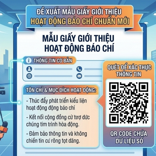 Đề xuất mẫu giấy giới thiệu hoạt động báo chí phải ghi rõ tôn chỉ, mục đích và tạo mã QR
