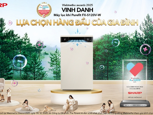 Sản phẩm Sharp được vinh danh Lựa chọn hàng đầu của gia đình, khẳng định vị thế thương hiệu được tin dùng từ cộng đồng gia đình Việt