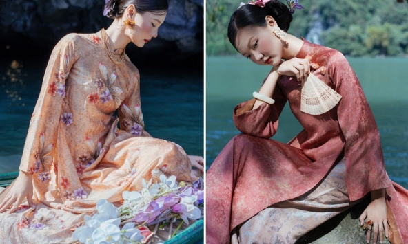 Thương hiệu gây sốt với BST áo dài được khâu tay bởi nghệ nhân bậc thầy: Mỗi đường kim đều tôn vinh nét đài các của người phụ nữ 