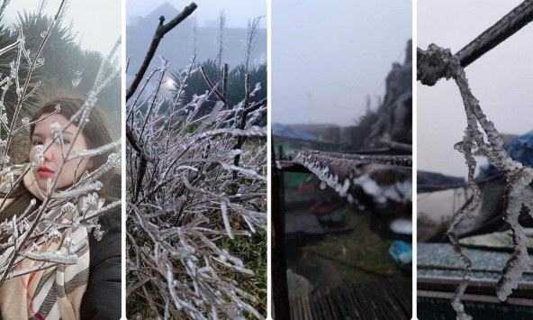 Clip: Băng giá phủ trắng đỉnh Mẫu Sơn