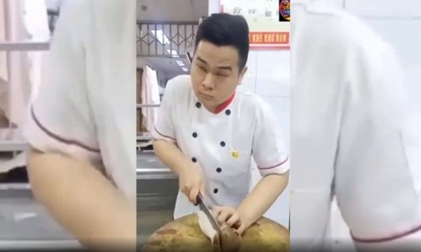 Kỹ năng dao thớt đáng kinh ngạc của người đầu bếp mù ở Trung Quốc