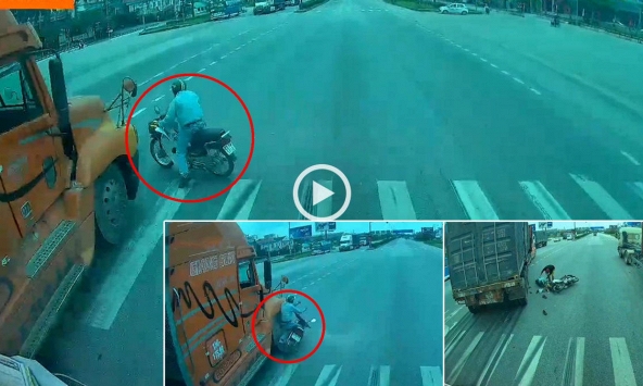 Người đàn ông thoát chết trước bánh container