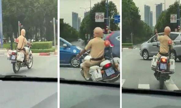 CSGT lái mô tô đặc chủng, 'mở đường' đưa thai phụ đến bệnh viện