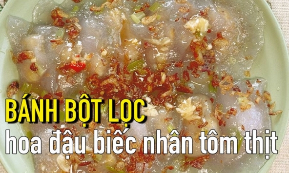 Cách làm bánh bột lọc hoa đậu biếc nhân tôm thịt đẹp mắt
