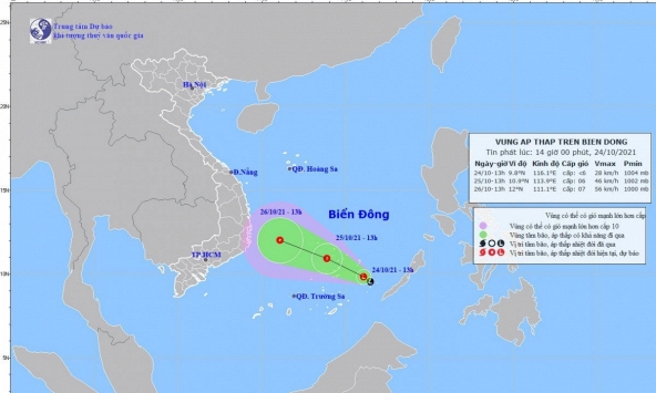 Áp thấp nhiệt đới trên Biển Đông có thể mạnh lên thành bão