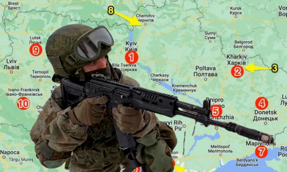 Bản đồ hiển thị vị trí các vụ nổ và các cuộc tấn công tiềm năng của Nga ở Ukraina