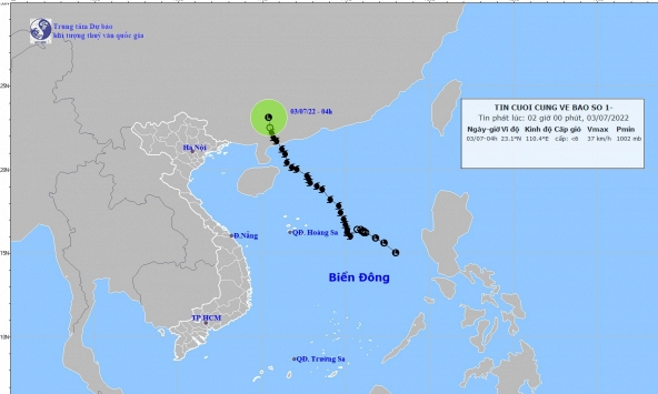 Bão số 1 suy yếu thành vùng áp thấp, miền Bắc mưa rào và dông