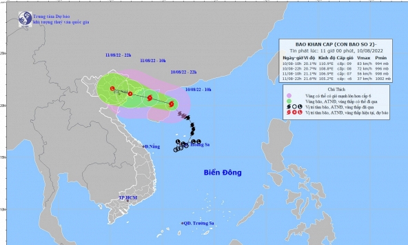 Bão số 2 tiến gần đảo Hải Nam, Trung Quốc