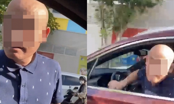 Tước bằng lái người tự xưng 'chánh thanh tra' nhổ nước bọt vào người khác