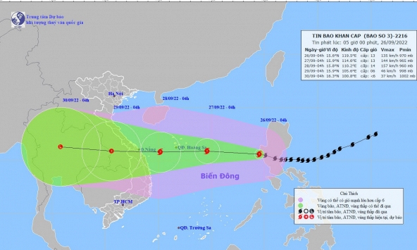 Dự báo ngày 28/9, bão Noru sẽ đổ bộ vào đất liền, miền Trung sắp mưa lớn
